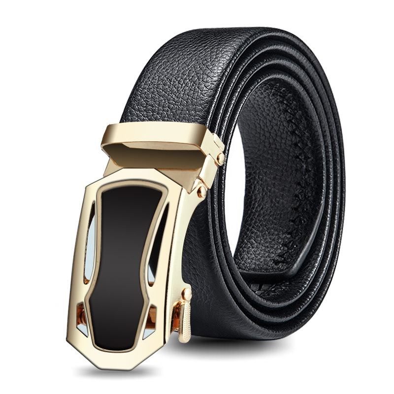 New Men's Automatic Buckle Gift Belt Wrapped Pvc Wear-Resistant Scratch Men's Waistband Wholesale Item Picture