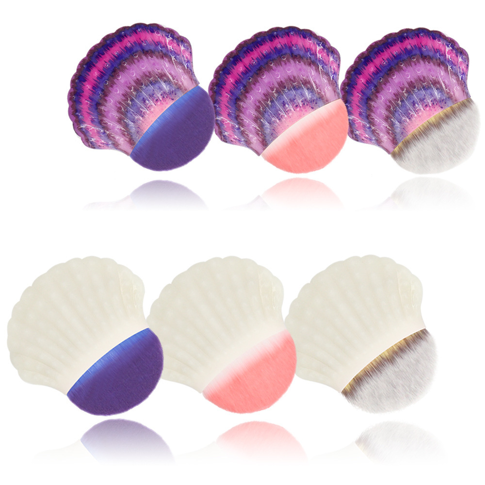 Factory direct sales of cross-border fan-shaped shell-shaped foundation brushes, single multi-functional semi-circular blush brushes and beauty brush tools Specification image