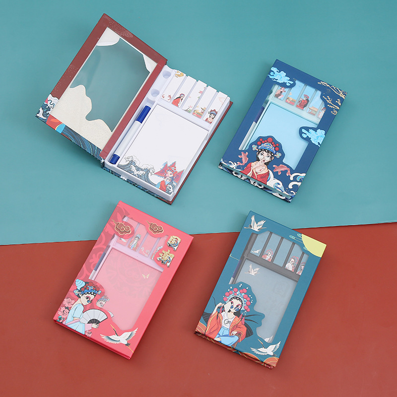 New sticky note gift box Chinese style ancient style combination sticky note Hand-torn sticky note with pen paper clip sticky note set full figure