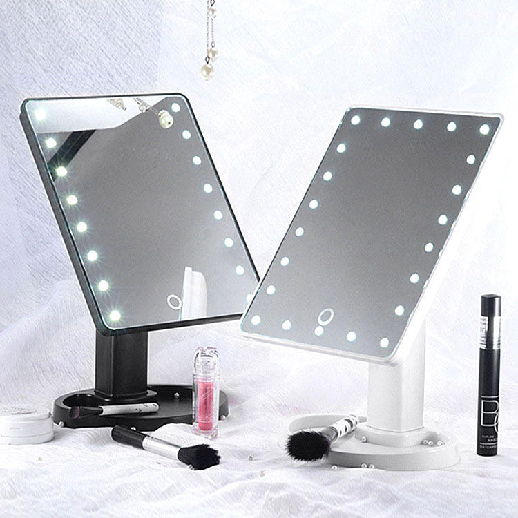 Factory wholesale portable princess mirror, washing, cleaning and makeup mirror with light, touch screen, desktop led light, square dressing mirror Specification image
