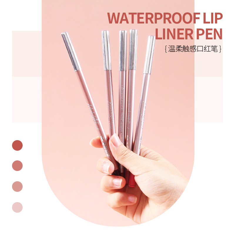 Midnight Cool Black Korean Makeup Wooden Waterproof Lip Liner Pen wholesale for lip modification Nude 3D Stereoscopic Non-smudging wooden pen details Picture