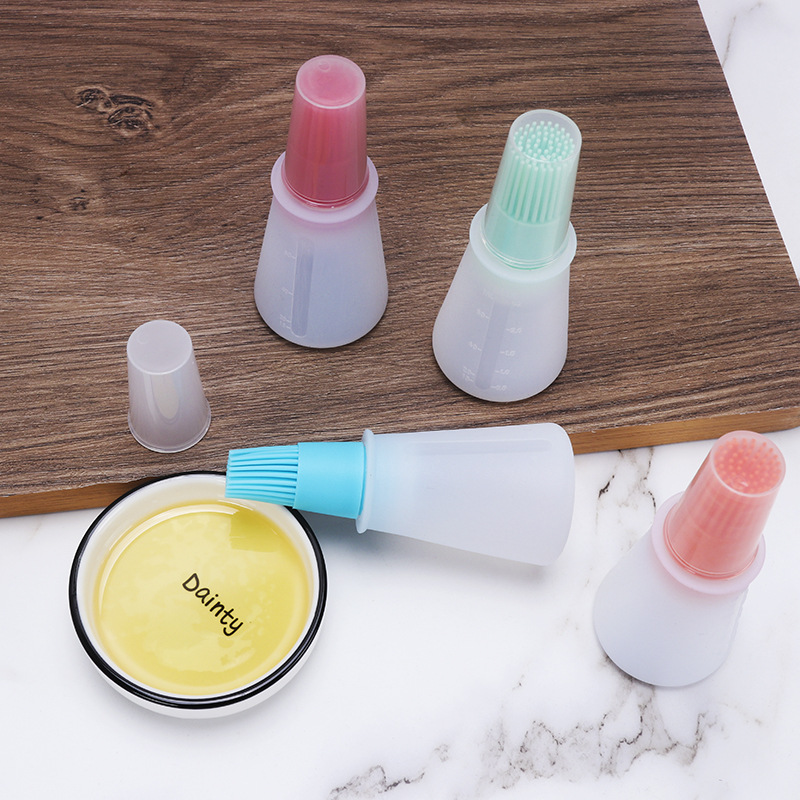 Direct Silicone With Lid Oil Bottle Brush With Graduated Barbecue Brush Sauce Brush Butter Brush High Temperature Resistant Silicone Brush details Picture