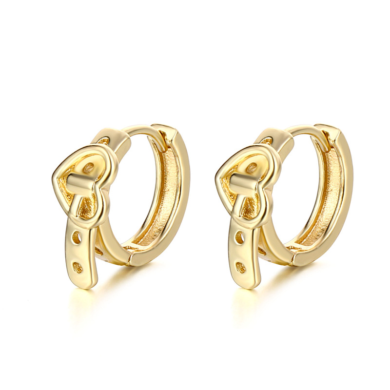 韩版复古爱心皮带耳环女 冷淡风百搭潮人耳扣网红嘻哈18K金耳饰品流行饰品时尚耳饰韩版