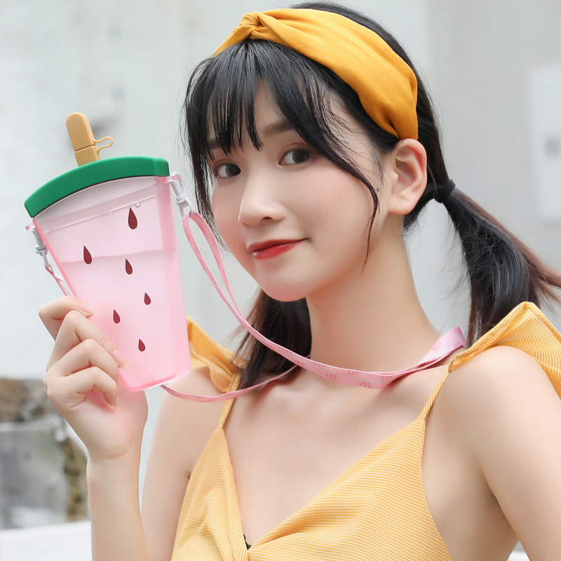 促销礼品印logo夏季简约韩版创意水杯硅胶吸管冷饮塑料水杯