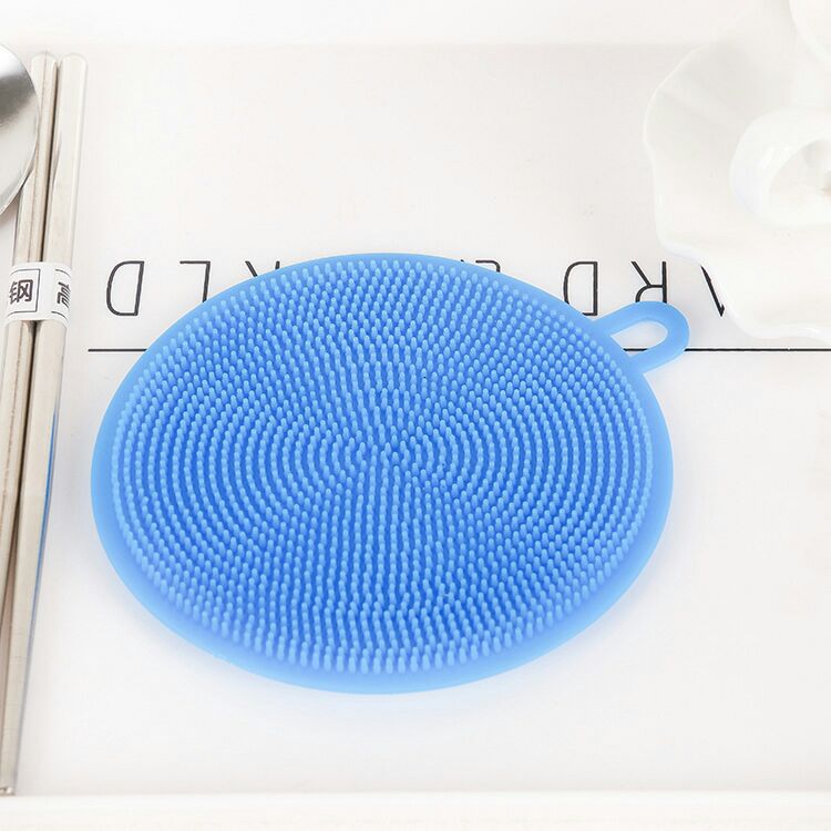 新款环保硅胶圆锅刷彩色乳胶洗碗刷厨房用双面洗碗布清洁球不沾油详情图2