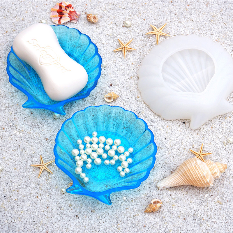 diy crystal drops glue mirror sea shell plate plate storage box table resin decoration silicone mold set details Picture