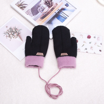 2020 New plush macaron halter-neck gloves, winter Korean style trendy mitten gloves, women's finger-hugging gloves Application Scenario