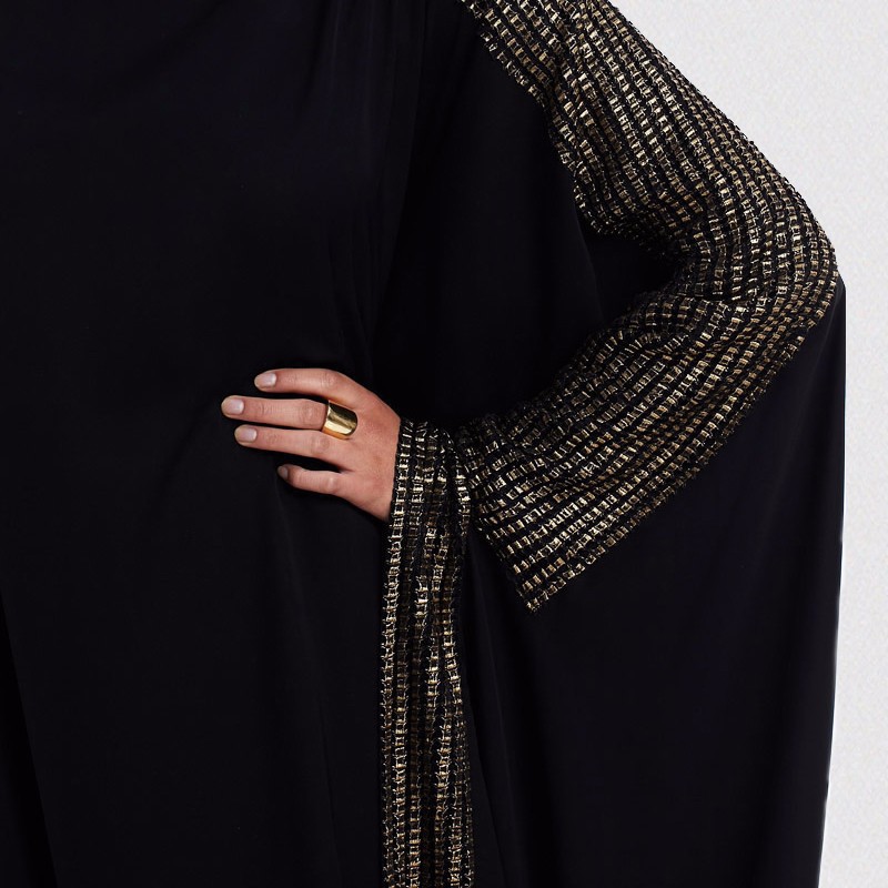 Arab Elegant Loose Robe Muslim Hui Dubai Gold Slice Batsleeve Robe Plus-Size Women's Dress Application Scenario