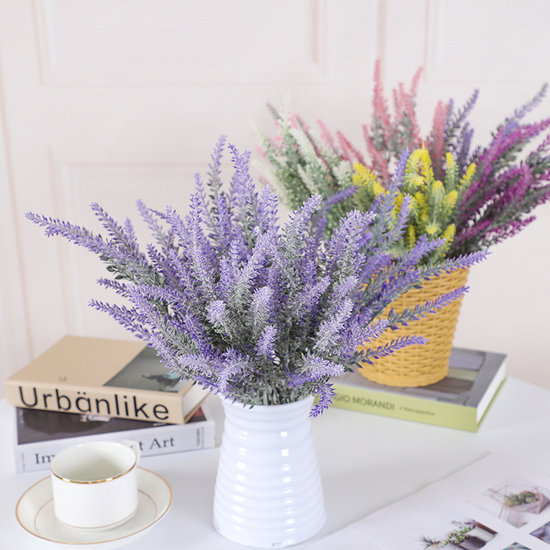 Wheat ear 5-fork flocking lavender simulation home decoration flocking simulation plant artificial flower bouquet artificial flower wholesale