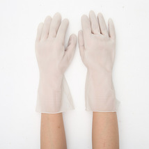 橡胶家务用手套 乳白色一次性防护工作手套 长款舒适洗涤防护手套