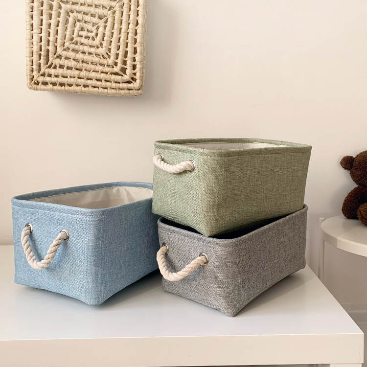 Three layers thick cotton rope handle desktop storage basket Students books snacks storage basket clothes organizer basket
