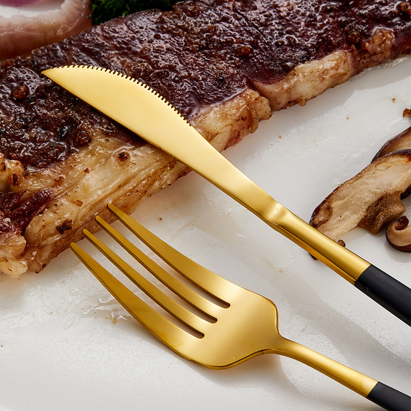 Cross-Border Stainless Steel Chopsticks Portuguese Tableware European Household Three Or Four Sets Of Western Steak Knife, Fork And Spoon Set Specification drawing