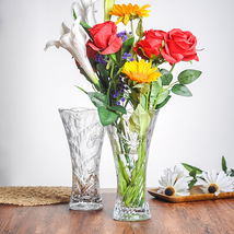 一件代发玻璃浮雕花瓶透明花瓶摆件富贵竹花瓶客厅花瓶包邮
