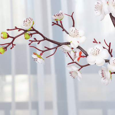 Elegant Artificial Flower Arrangement with Peach & Plum Branches