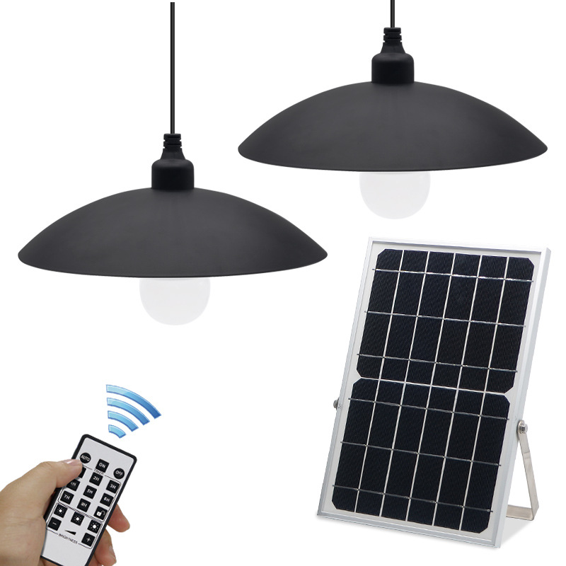 Solar chandelier, double-head outdoor household wall lamp, waterproof remote control pull cord bulb, garden courtyard landscape lawn lamp Item Picture
