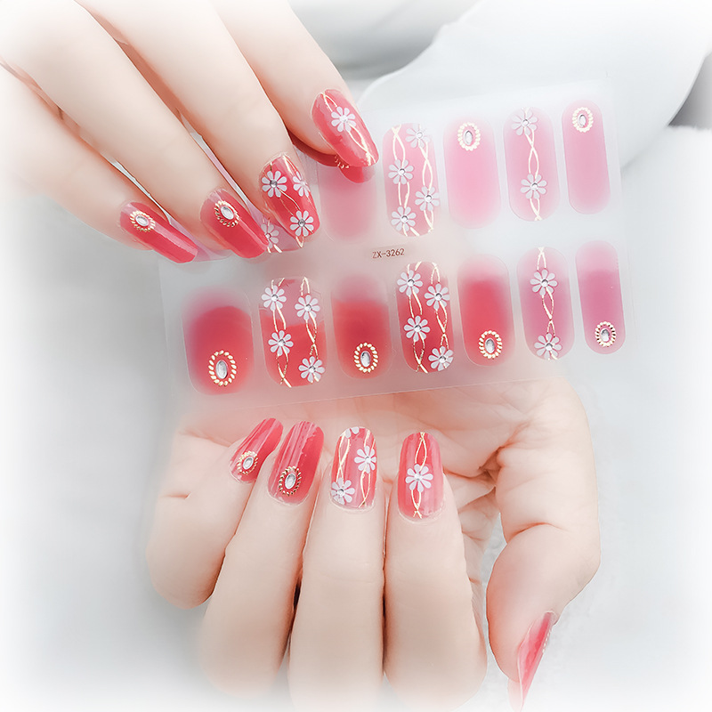 Zhengxiang 2022 straight stickers new waterproof 3D color diamond nails pegatinas versión coreana yuanyuan estilo chica nails stickers venta al por mayor Item Picture