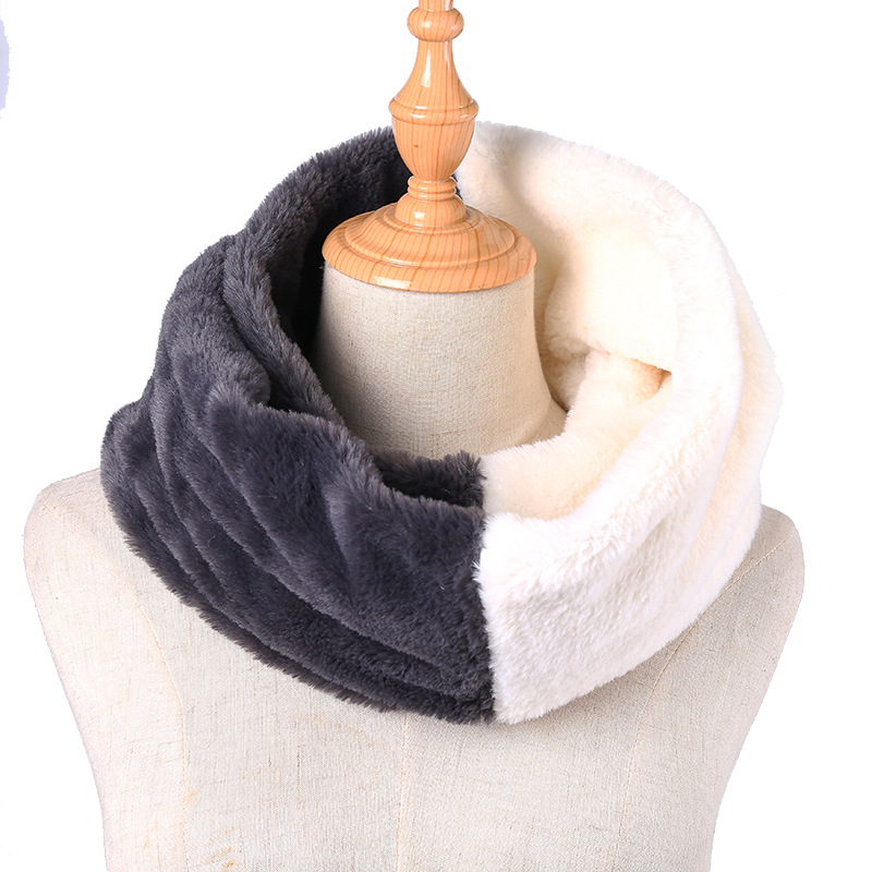 Cross-Border Amazon Winter Patchwork Rex Rabbit Fur Bib Thick Imitation Fur For Men And Women Couples Warm Fur Scarf Accessories Item Picture