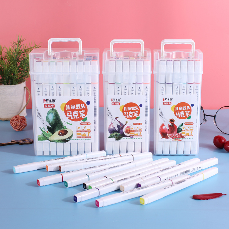 Primary school students pen animation cartoon pen illustration double head marker set art recommended drawing design 12 48 colors Specification drawing