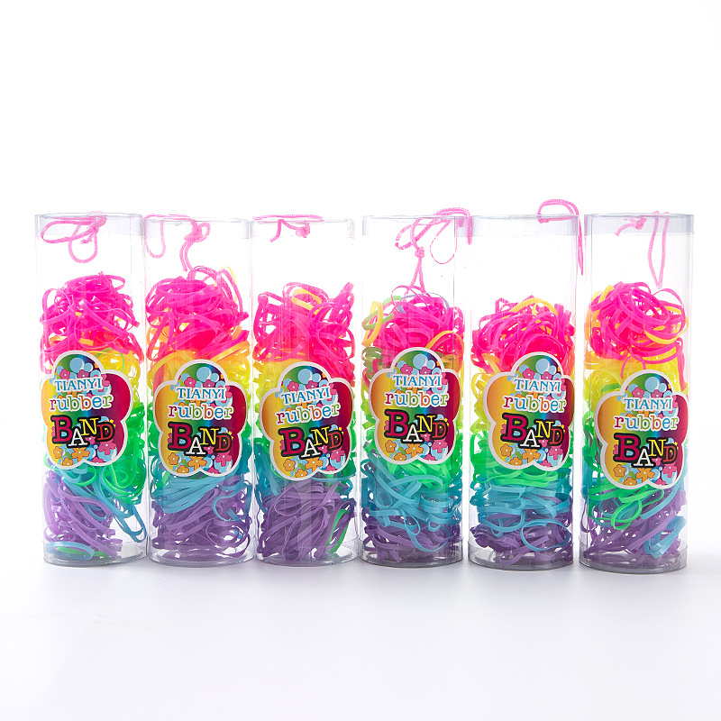 Disposable Rubber Band Hairpin Black Candy Color Children's Hair Tie Rope Base Girl's Headdress Rubber Circle In Large Bucket details Picture