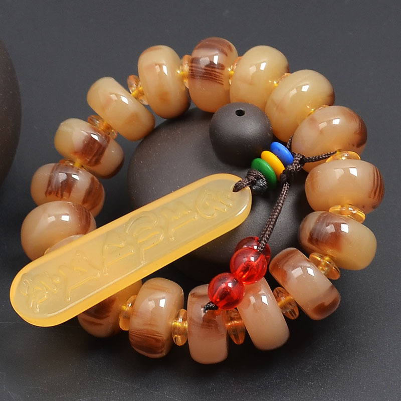 Wholesale 2.0 horn bracelet, 18mm108 Buddhist prayer beads bracelet, high-quality imitation horn handicrafts, 10 yuan, street stall Specification image