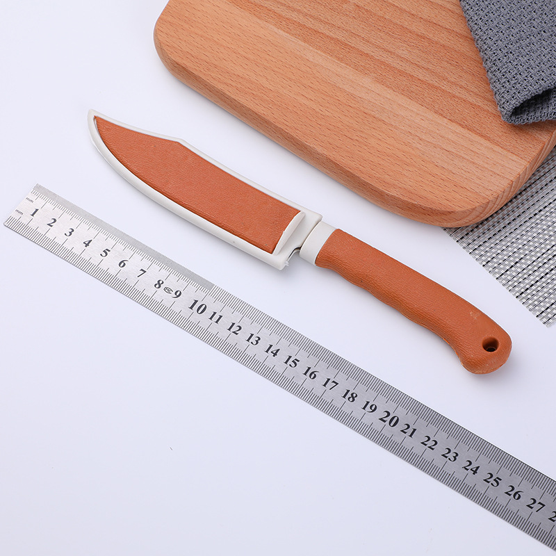 Yellow box knife, protective sleeve knife, fruit peeler knife, fruit cutting knife wholesale, wood grain knife 2-yuan wholesale, street stall, street stall Specification image