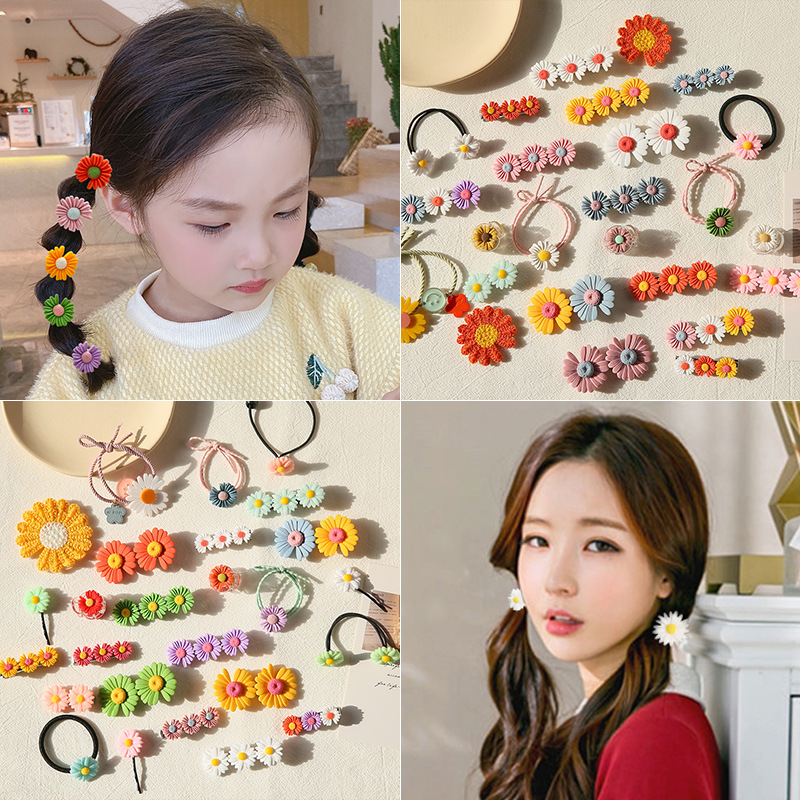 韩版小雏菊花朵发饰发绳日韩雏菊发夹橡皮筋发圈森女一件代发