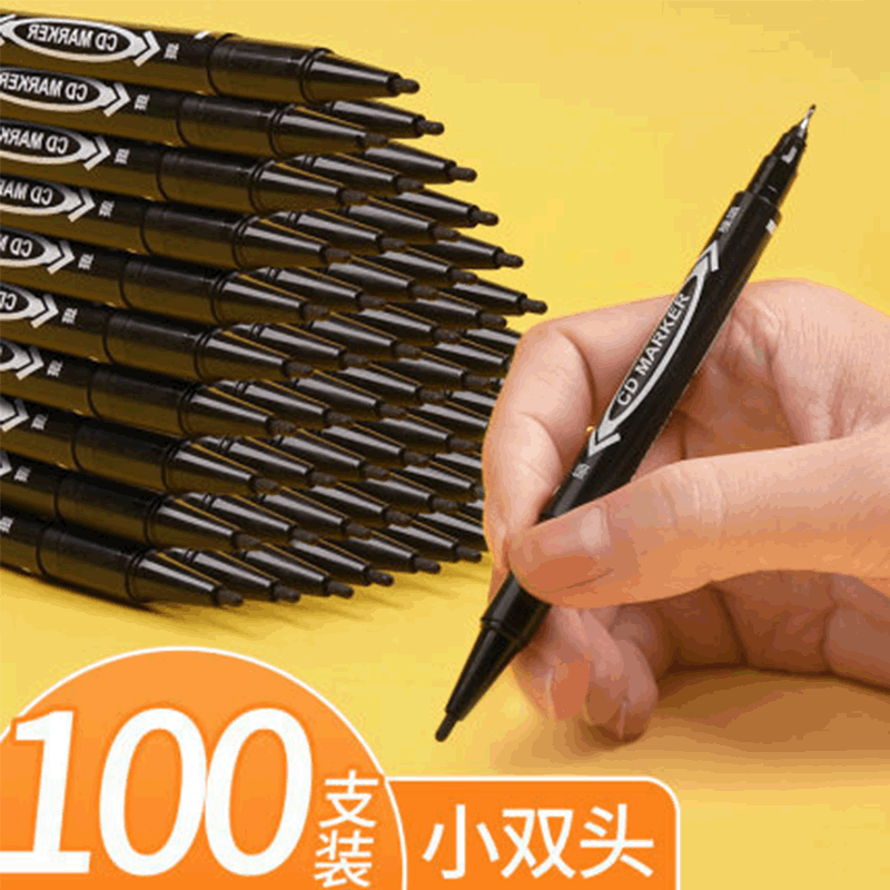 100 black oil-based small double-headed drawing and outlining pens for children and students, specially designed for art