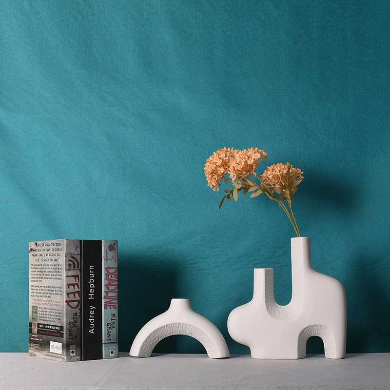 现代简约莫兰迪陶瓷花器酒店茶室办公室书柜文件柜装饰工艺品摆件