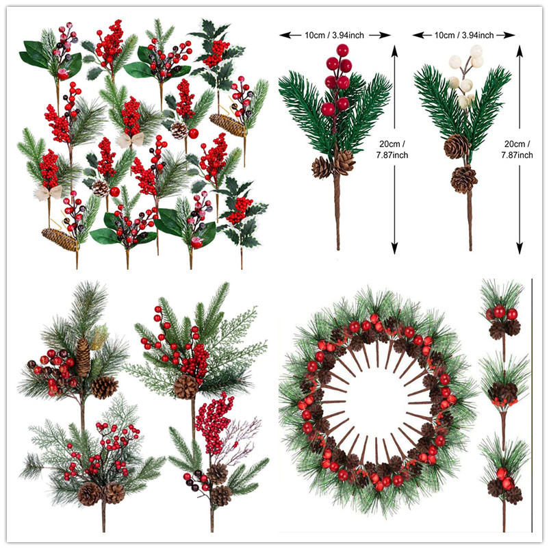 DIY Christmas decoration bouquets, wreaths, Christmas trees, festive window displays, bar scenes, and simulated pinecone accessories