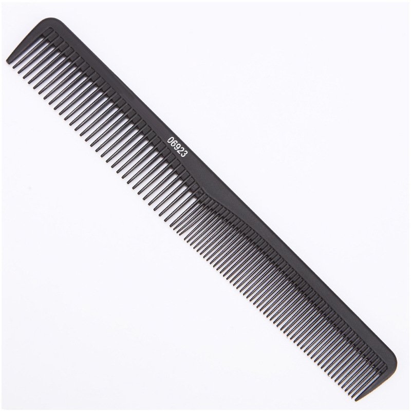 Three-piece set for haircuts: teeth scissors, flat scissors, double-headed black carbon fiber comb, plastic haircuts, thin scissors, bangs, shanilak details Picture