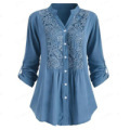 Cross-Border Europe And The United States Loose Women's Lace Lace Splicing Large Size Women's Shirt 8 Color 8 Size details Picture