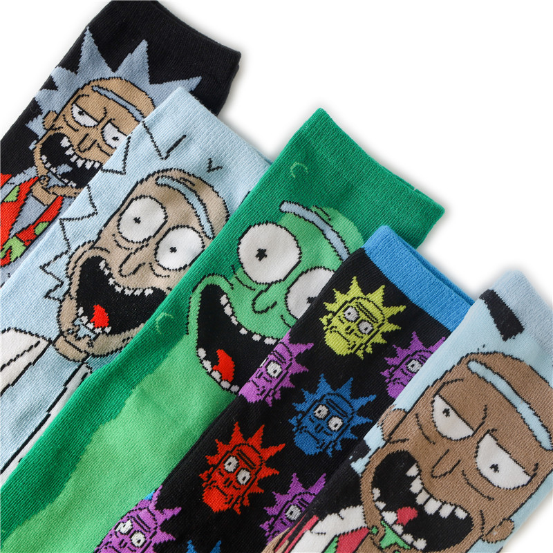 Cotton cartoon personality socks, Rick and Morty mid-calf socks, trendy foreign trade ins socks, anime character socks, cross-border goods Application Scenario