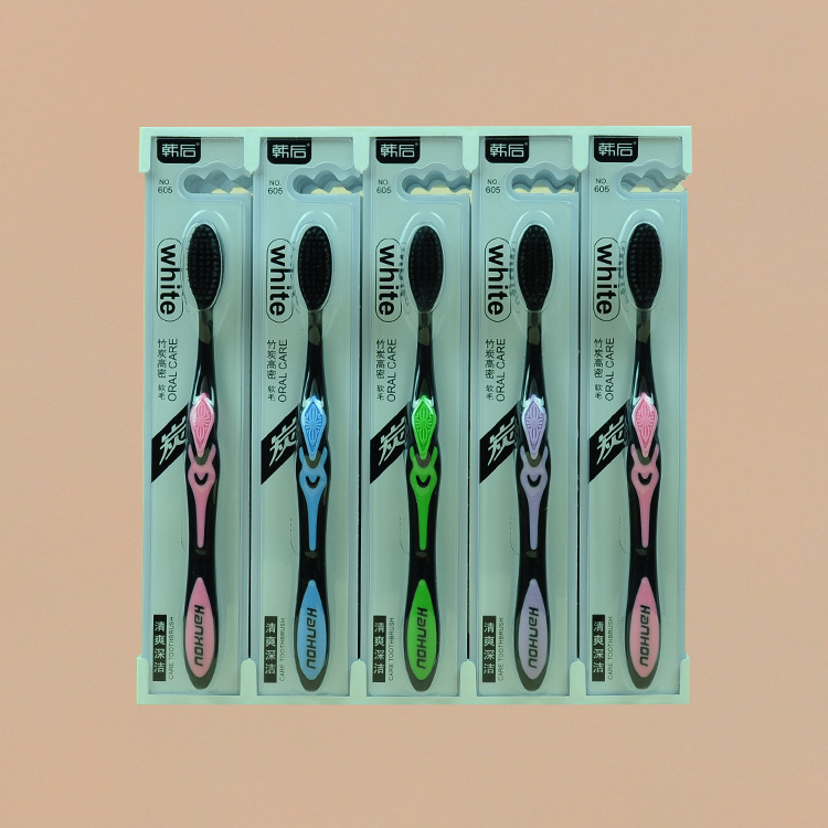 Saturday Daily Necessities Yiwu Department Store Toothbrush Wholesale After Han 605 (30 / Seat) Bamboo Charcoal Soft Bristle Toothbrush