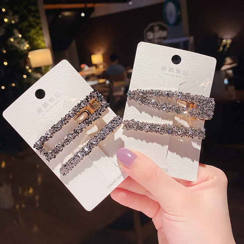 20 years of Korean chic style headwear, trendy girls' hairpins with small diamonds, elegant pointed mouth clips, versatile hair accessory side cards details Picture
