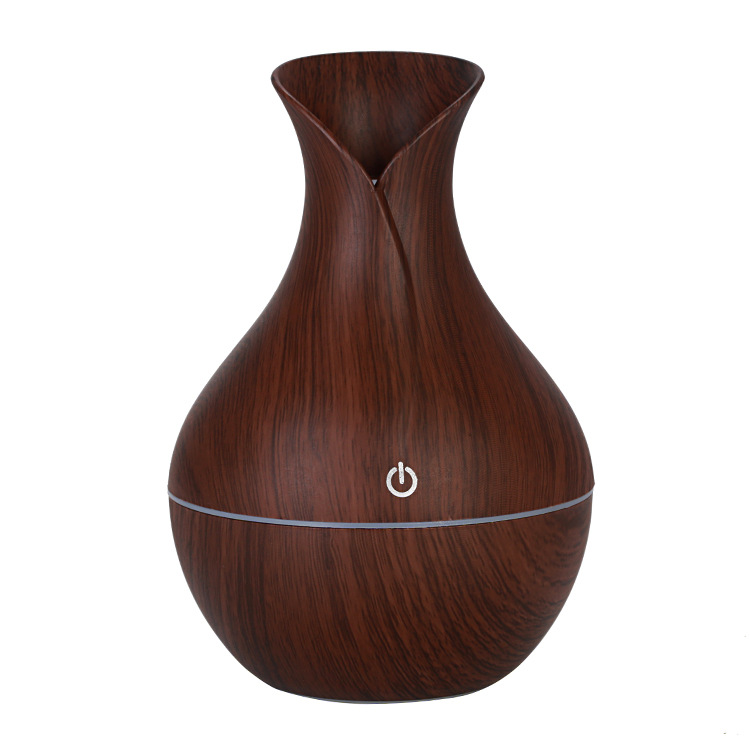 Fog quantity Creative colorful luminous Ultrasonic Mini Silent Aroma Humidifier USB wood grain humidifier vase Application Scenario