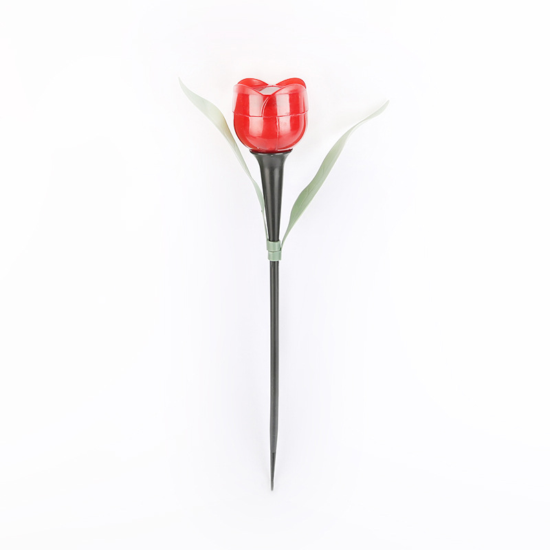 Tulip lamp, LED tulip solar plastic ground plug lawn lamp, outdoor household landscape garden lamp Item Picture