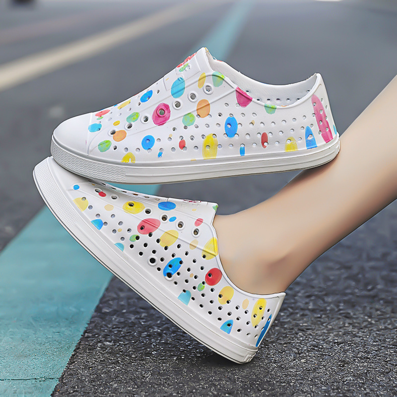 Summer Bambootune Crocs couples graffiti men's and women's casual Baotou wading outdoor beach breathable sandals Specification drawing