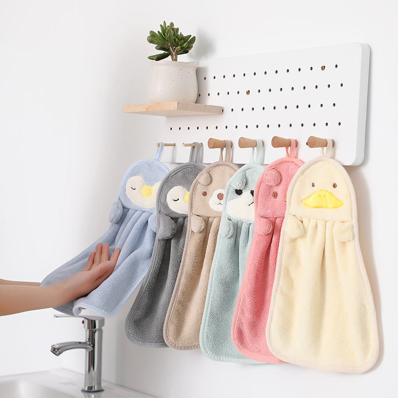 Cartoon Cute Hanging Hand Towel Coral Velvet Absorbent Towel Household Kitchen Hand Towel Cartoon Hanging Towel Towel Specification drawing