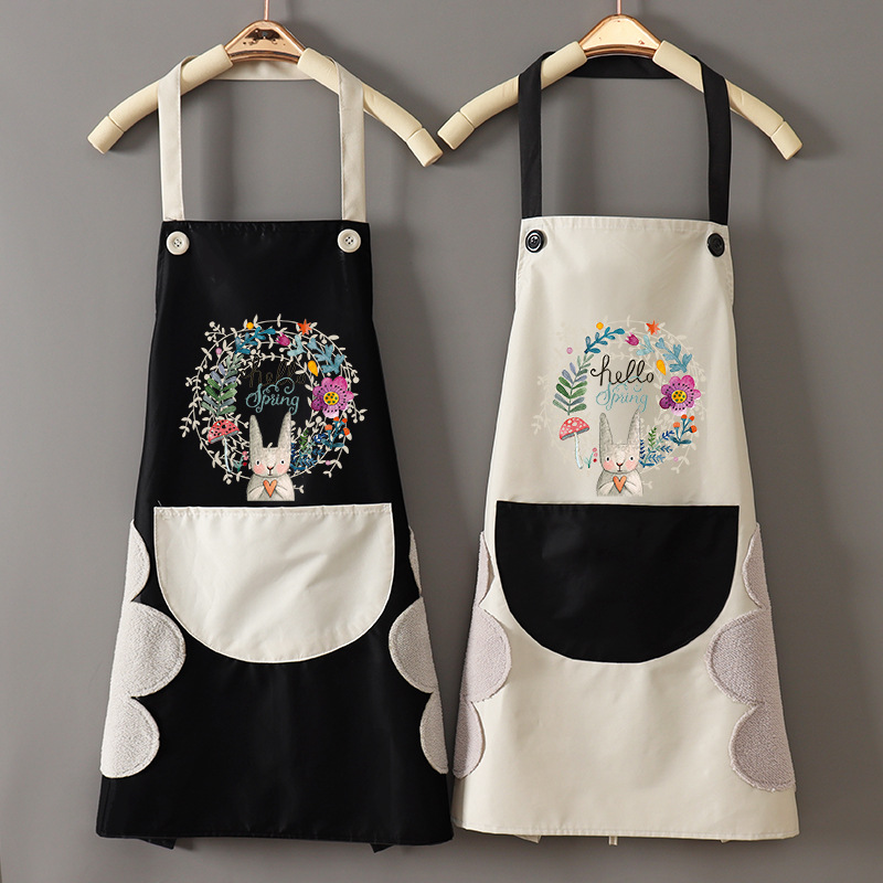 Kitchen Apron Women's Home Cute Cooking Waterproof Anti-Oil Waist Overalls Men's Work Clothes Support Printing Logo details Picture