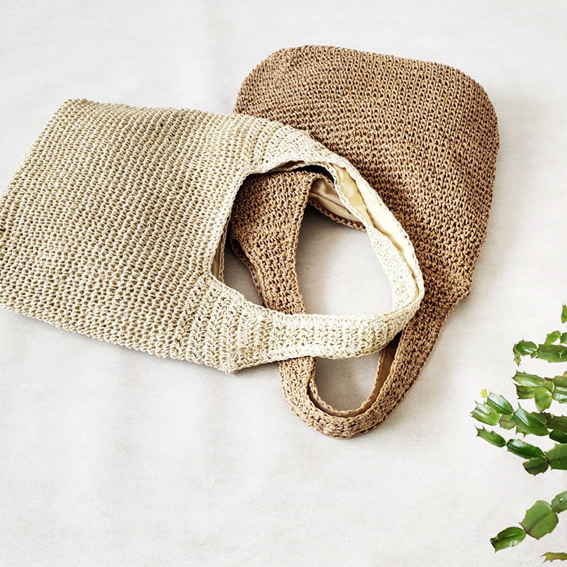 2023 New Women's Fashion Bag Niche Braided Bag Single Shoulder Underarm Bag Beach Handmade Straw Bag Wholesale Specification drawing