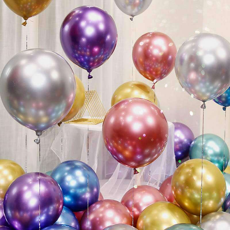 加厚金属色气球铬色圆形生日派对场景布置新房装饰气球金属气球