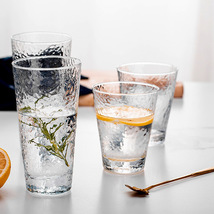 soga日式金边玻璃杯耐热水杯套装透明家用果汁饮料锤纹杯子ins风