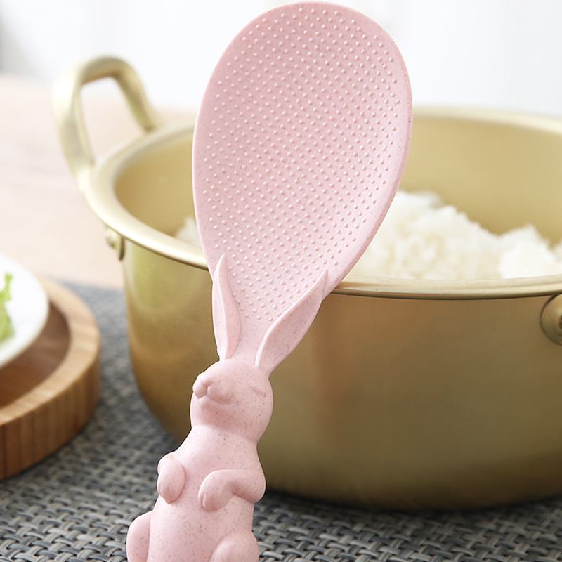 小麦秸秆兔勺可站立塑料兔子饭勺饭铲家用不粘米饭勺厨房盛饭勺子详情图3