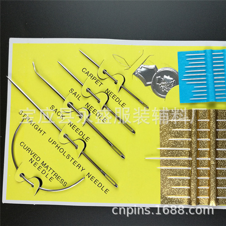 Factory wholesale 25-piece hand sewing needle set, with multiple specifications of straight and curved needles, including needle threading tools and sewing accessories such as needle cards details Picture