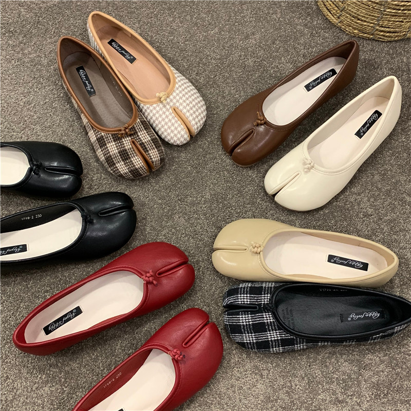 Doudou Shoes Women's Shoes 2025 new summer split toe pig's hoof shoes, toe lazy horse hoof shoes, flat single shoes, autumn shoes