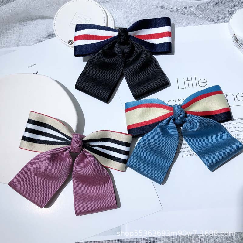 Japanese-style polyester-cotton striped webbing, diy ribbon bow, spring clip, cotton band, hair clip, ladylike sweet, top clip, hair pin
