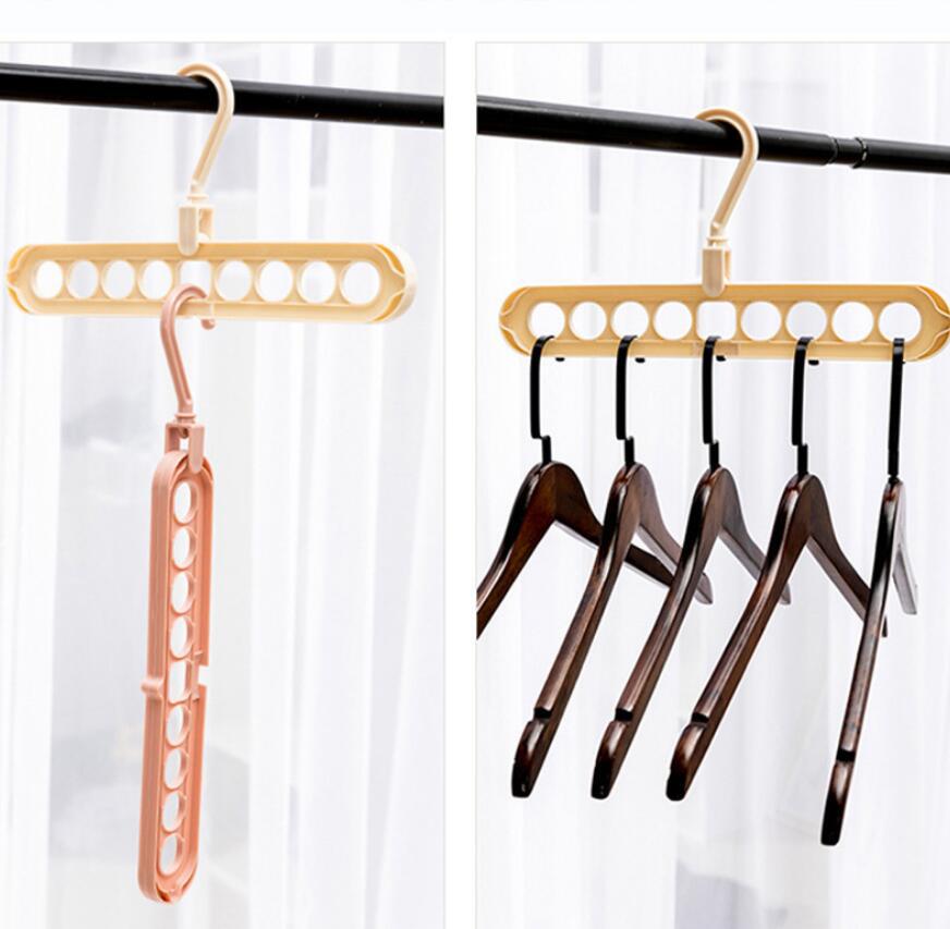 Douyin's same style nine-hole clothes hanger, multi-functional nine-hole rotating magic hanger, folding clothes drying and storage rack, factory direct sales details Picture