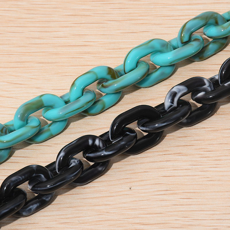 亚克力包链塑料链条DIY饰品配件厂家直销实色开口圈可组链条图