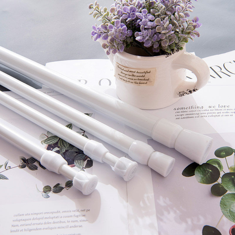 White Baking Paint Plum Blossom Telescopic Rod Multi-Functional Shower Curtain Rod Curtain Rod Non-Punching Clothes Drying Pole Japanese Curtain Rod