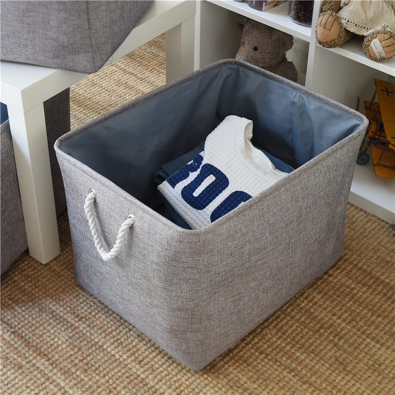 Source Factory Household Fabric Cotton Linen Waterproof Foldable Dirty Clothes Basket Fabric Storage Basket Bundle Mouth Storage Basket details Picture